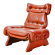 Brutalist Sculptured Brazilian Style Cognac Leather Lounge Chair, 1970s