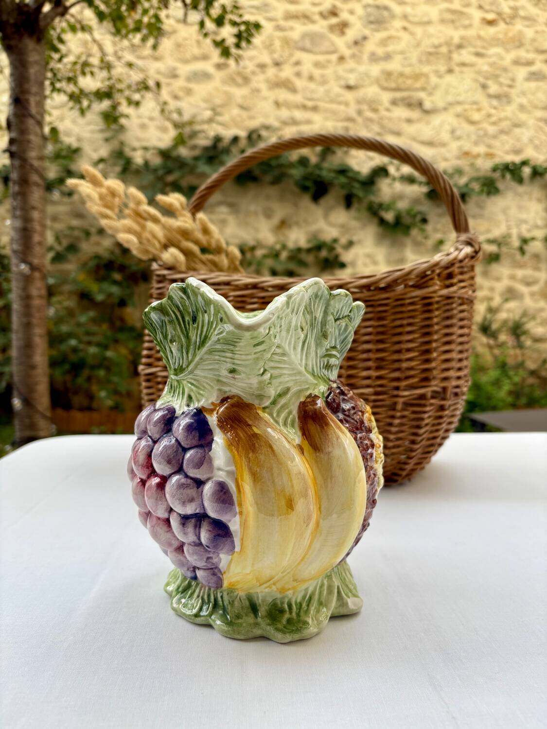Majolica Italy slip pitcher