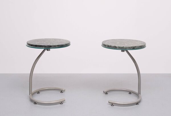 Tables d'appoint avec plateau en marbre vert, années 1990, Hollande