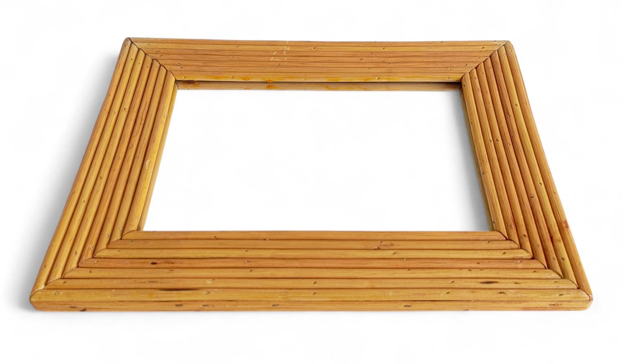 French Riviera Rattan Mirror in the Style of Vivai del Sud, France, 1960s