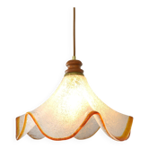 Suspension en verre de Murano soufflé à la main – Bord ambre, design des années 1970 en Italie