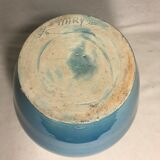 Vase ancien céramique émaillé bleu signé maryse 75 vintage
