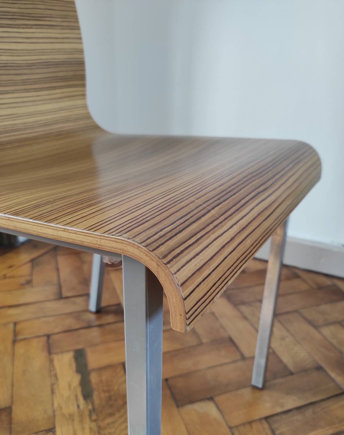 Italian design chair Pedrali "Kuadra" in Zebrano wood