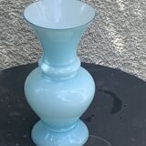 Large vintage pastel blue opaline vase