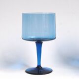 Set of 6 vintage cobalt blue wine glasses - Boussu glassware
