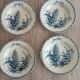 Lot 4 blue plates in opaque porcelain from Gien Fougères collection