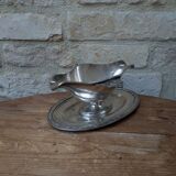 Old sauce boat on fixed frame in silver metal M & Co