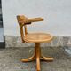 Vintage Thonet style swivel office chair – bent wood & cane