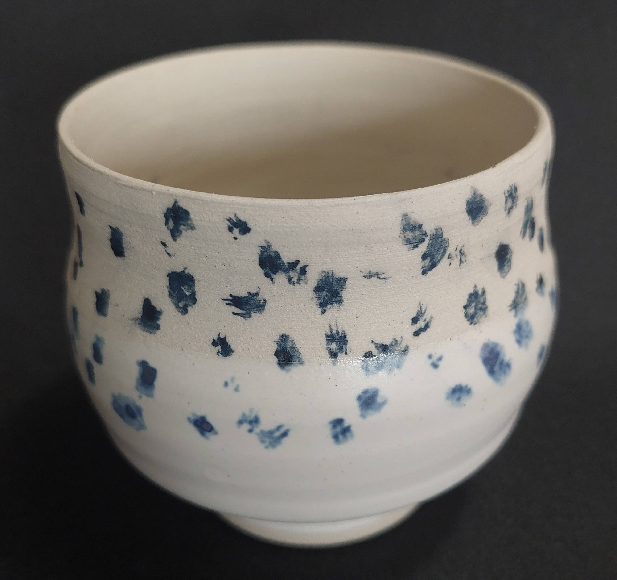 Vintage matcha bowl, stoneware, handcrafted, signature to be identified.