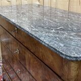 19th century Restoration chest of drawers in mahogany and marble top