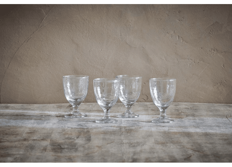 Set of 4 mouth-blown foot glasses