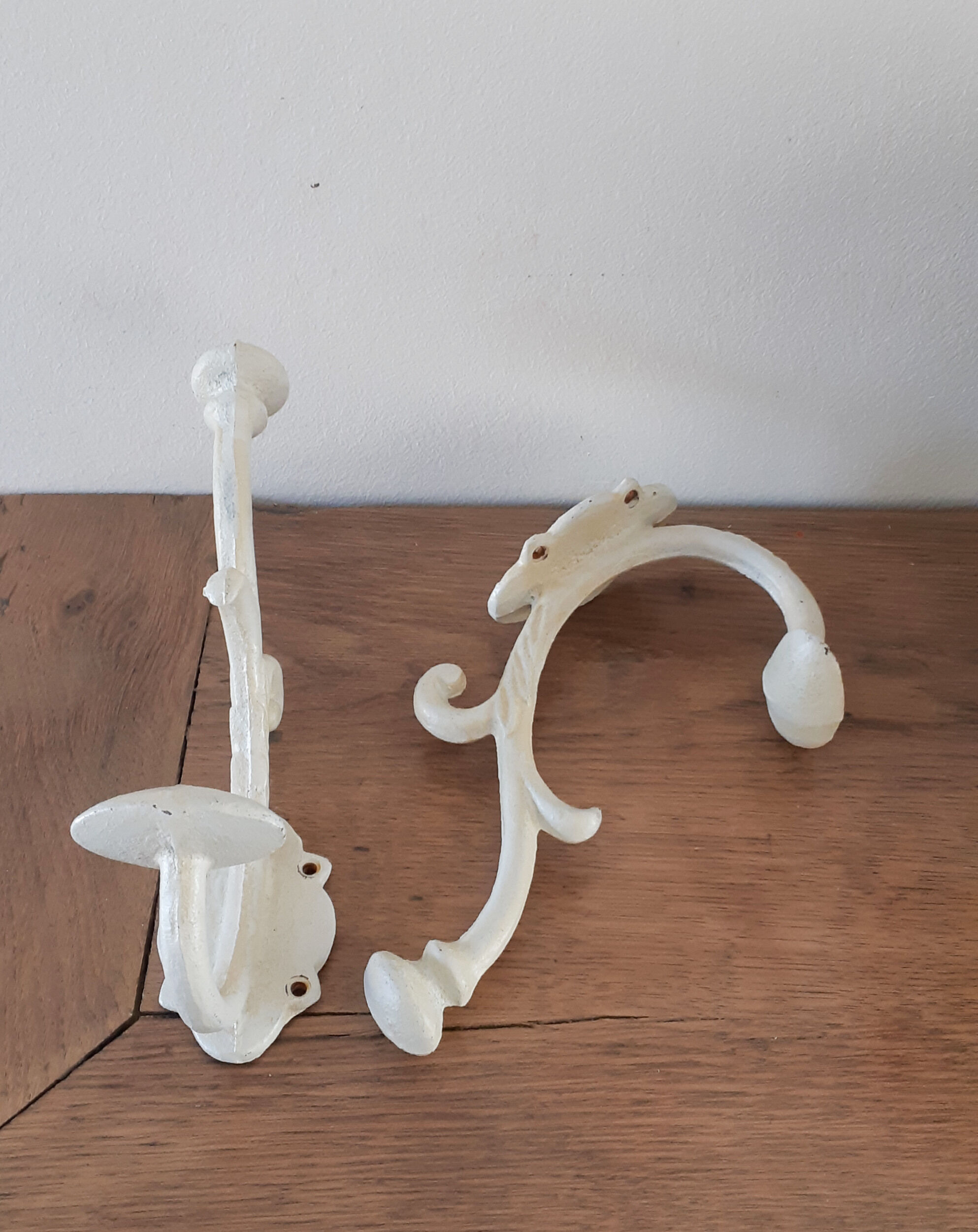 Hooks , bronze coat racks , white