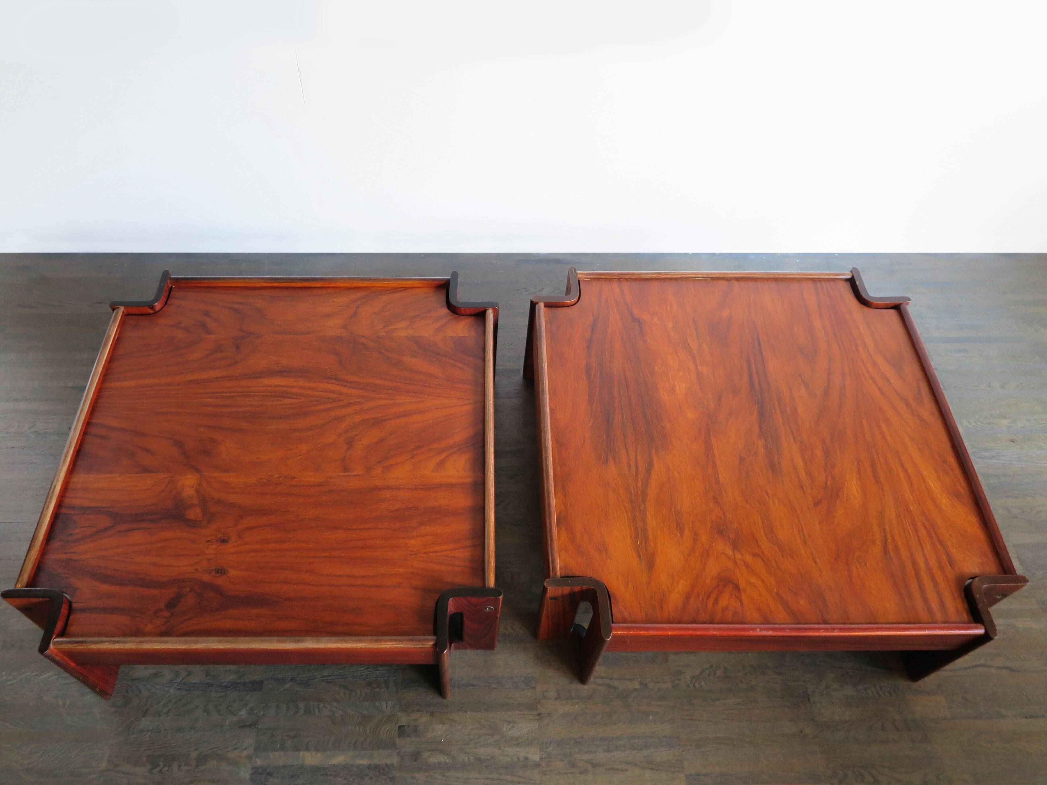 Italian rosewood coffe tables Zelda model design Sergio Asti for Poltronova, 1962