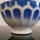 Vintage Earthenware Bowl Blue Stencil Decor, Art Deco Digoin/Sarreguemines