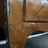 Bordeaux inlaid chest of drawers with marble and bronze ornament