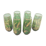 Set 6 emerald green orangeade glasses