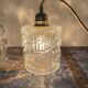 Set of two vintage electric chiseled glass walking lamps