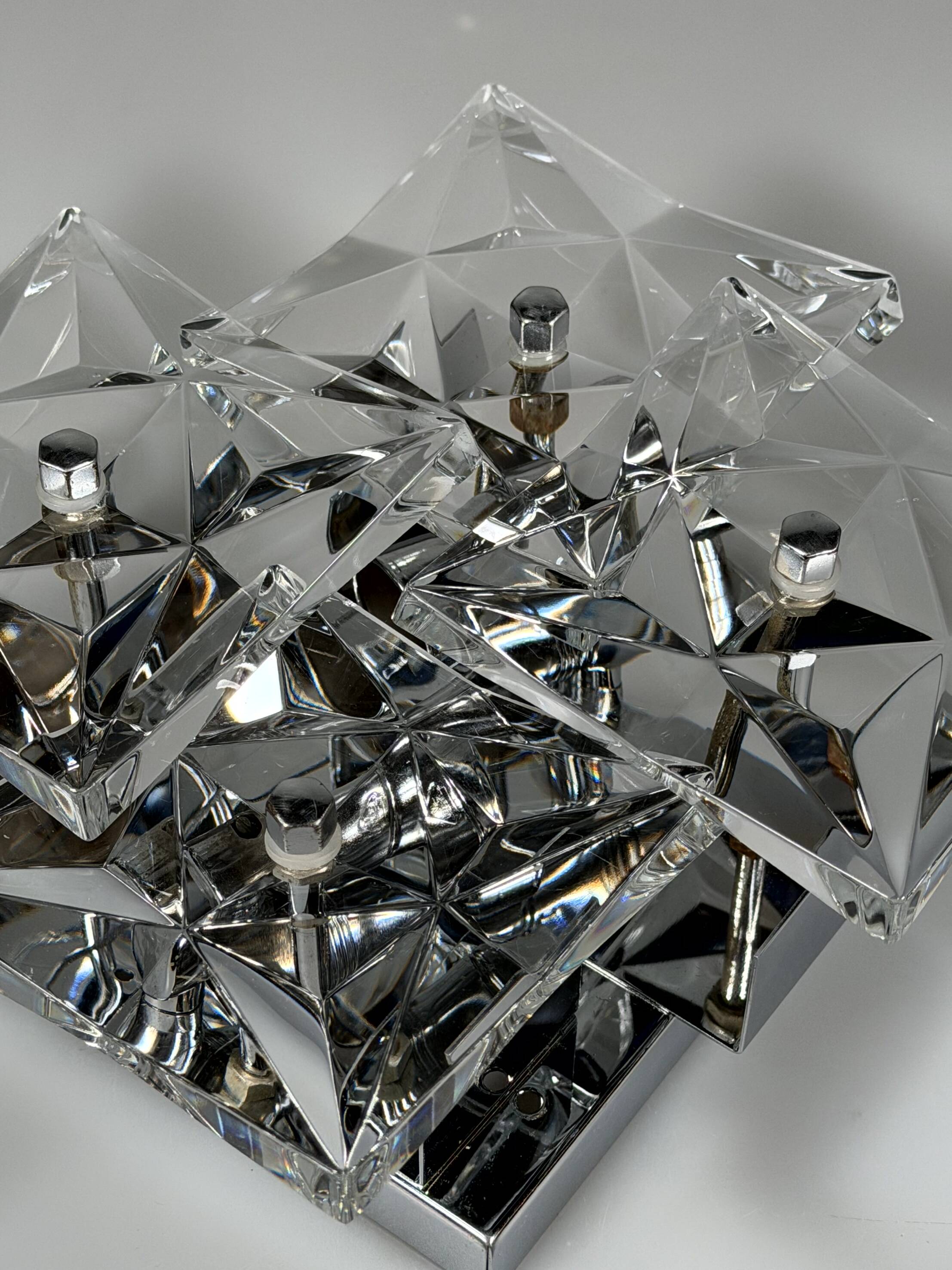 1960s 1970s Wall Sconce by Kinkeldey Lighting Germany in Glass & Chrome