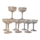 9 champagne coupes in glass, beautiful model from the 1940s.