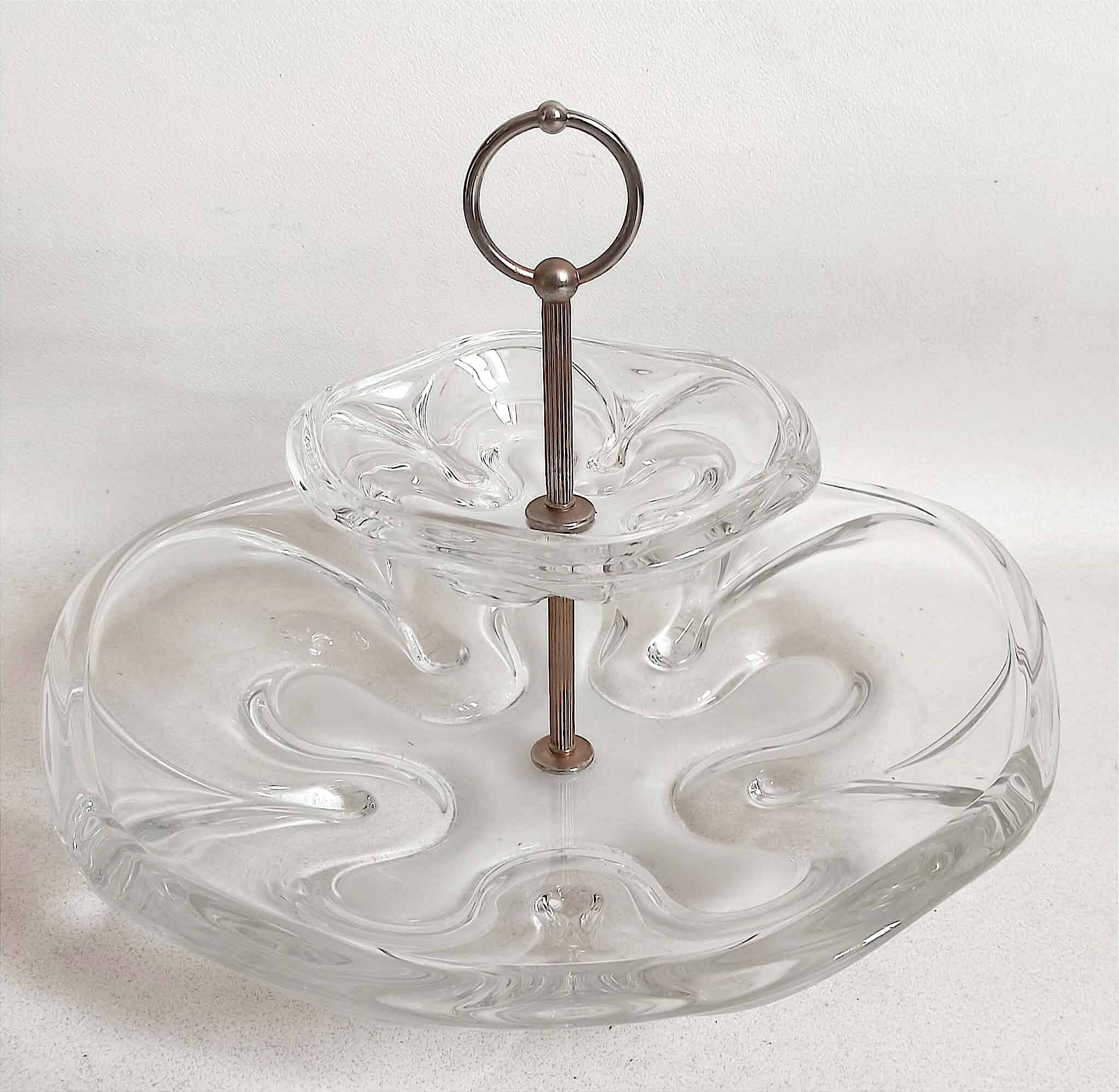 Glass paste compote 1960s Height 25 cm