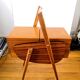 Travailleuse pieds compas bois et formica design années 50 - 60
