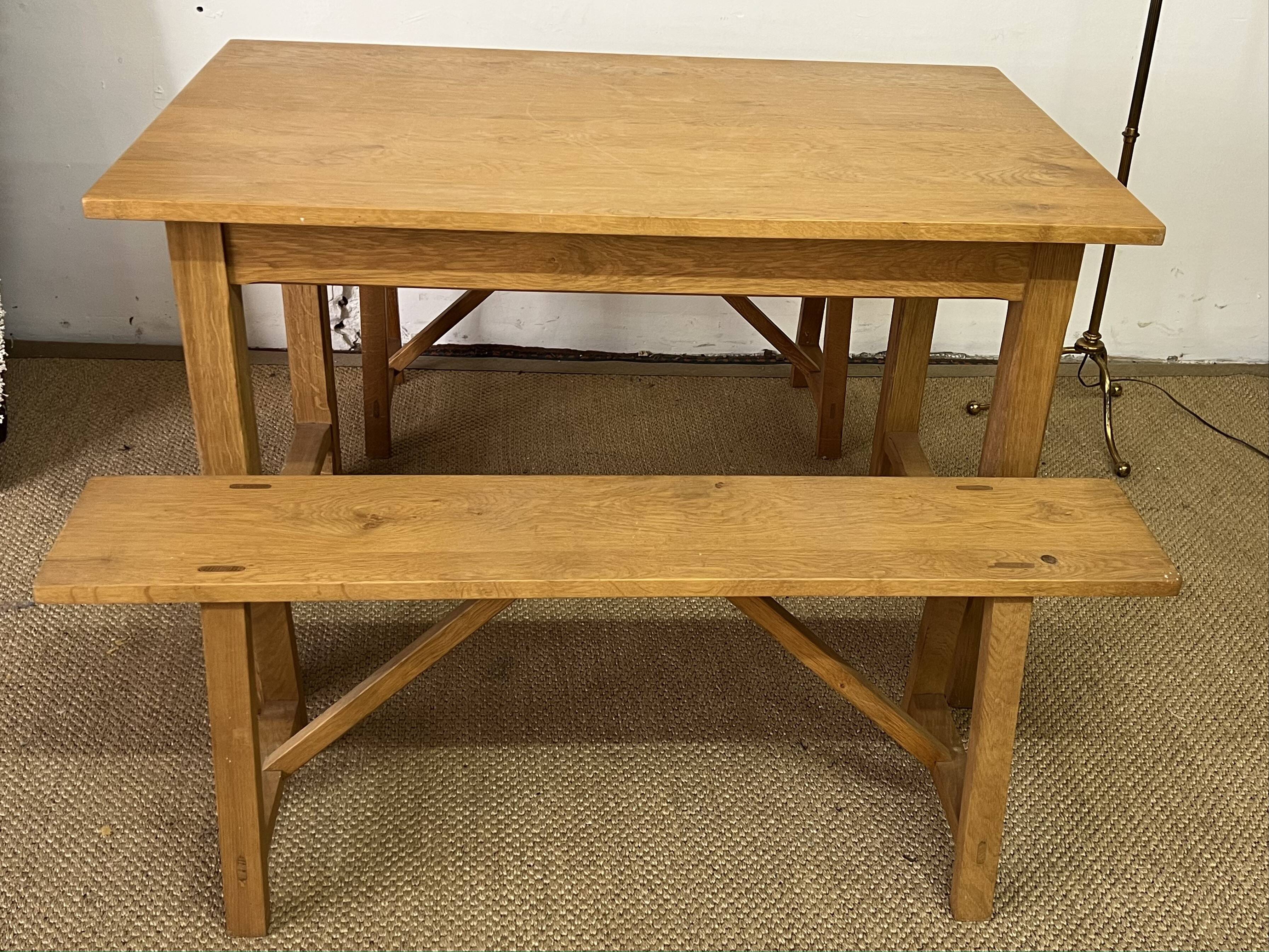 Solid oak farm table and benches