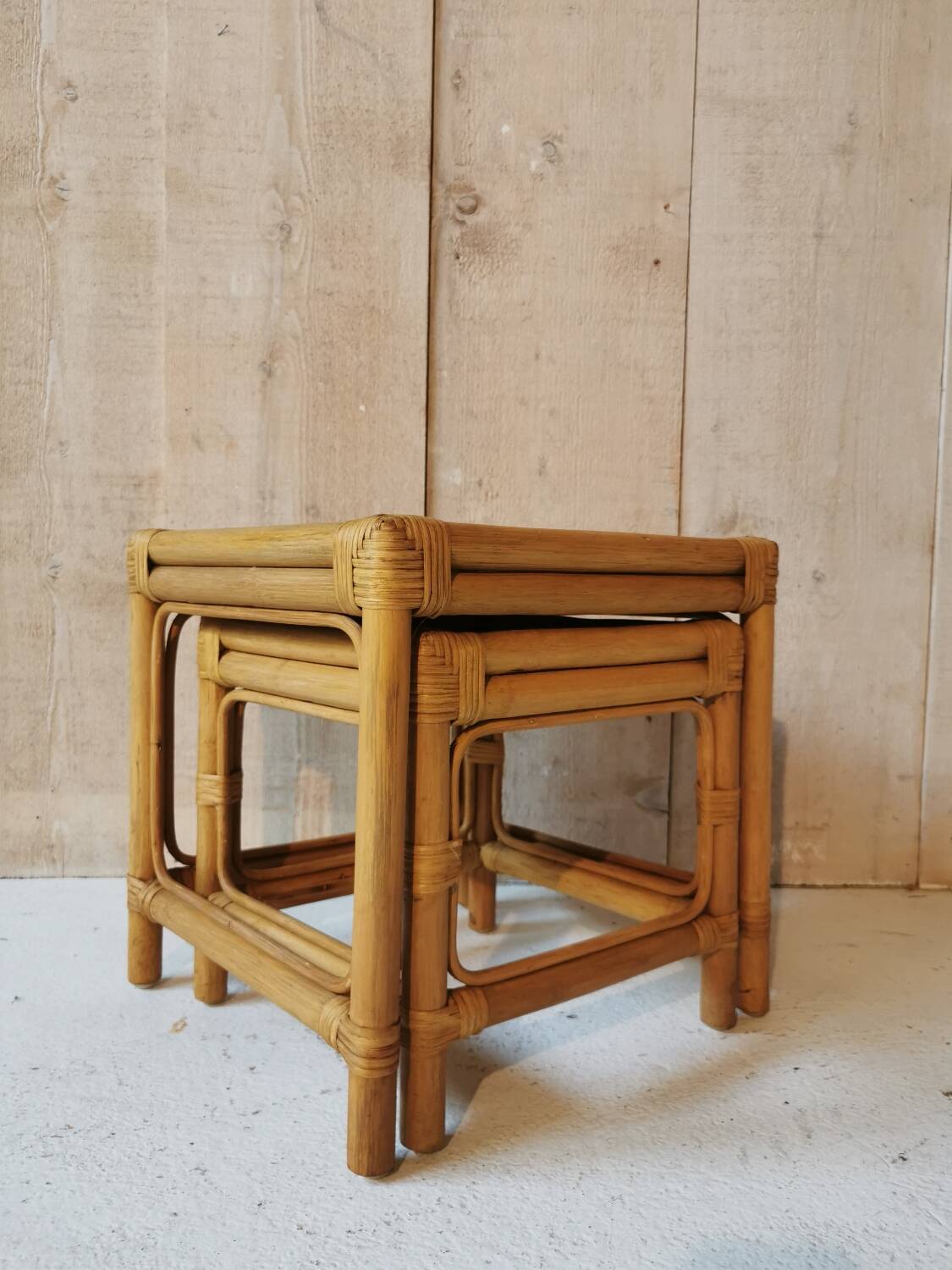 Rattan nesting tables
