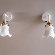 Set of 2 wall sconces in tulip glass painted white