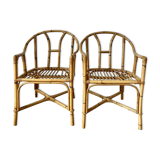Pair of vintage rattan armchairs