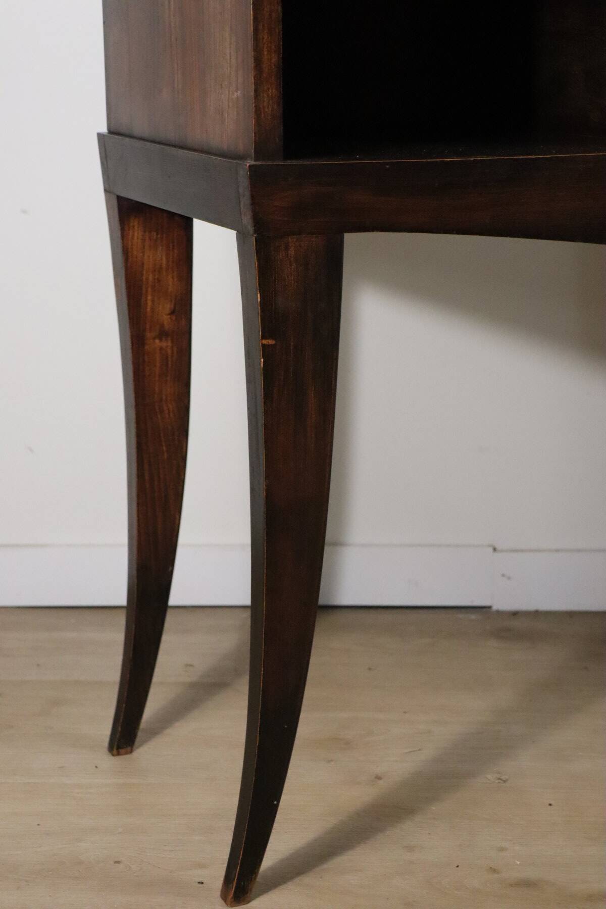 Vintage wooden and marble console table – classic style curved legs, 1950s