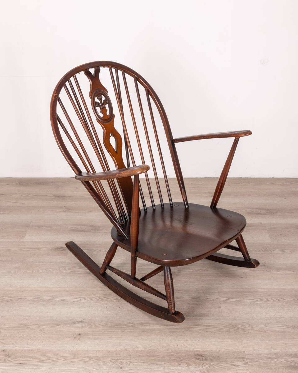 VINTAGE ROCKING CHAIR 50'S MOD. 316 DESIGN LUCIAN ERCOLANI FOR ERCOL