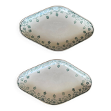 Pair of antique earthenware butter dishes from Saint-Amand (Nord)