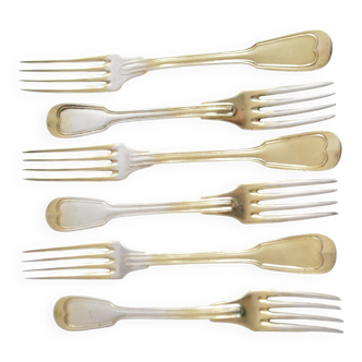 SFAM set of 6 CHINON silver-plated table forks, antique style, 21.5 cm