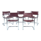 Chaises Bauhaus S34 Mart Stam Marcel en cuir bordeaux, Fasem, années 1980