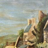 Pointe de Primel in Trégastel, oil painting on old cardboard