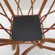 Square work basket on light varnished wicker legs, with handle