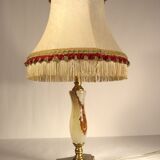 Onyx and fabric table lamp