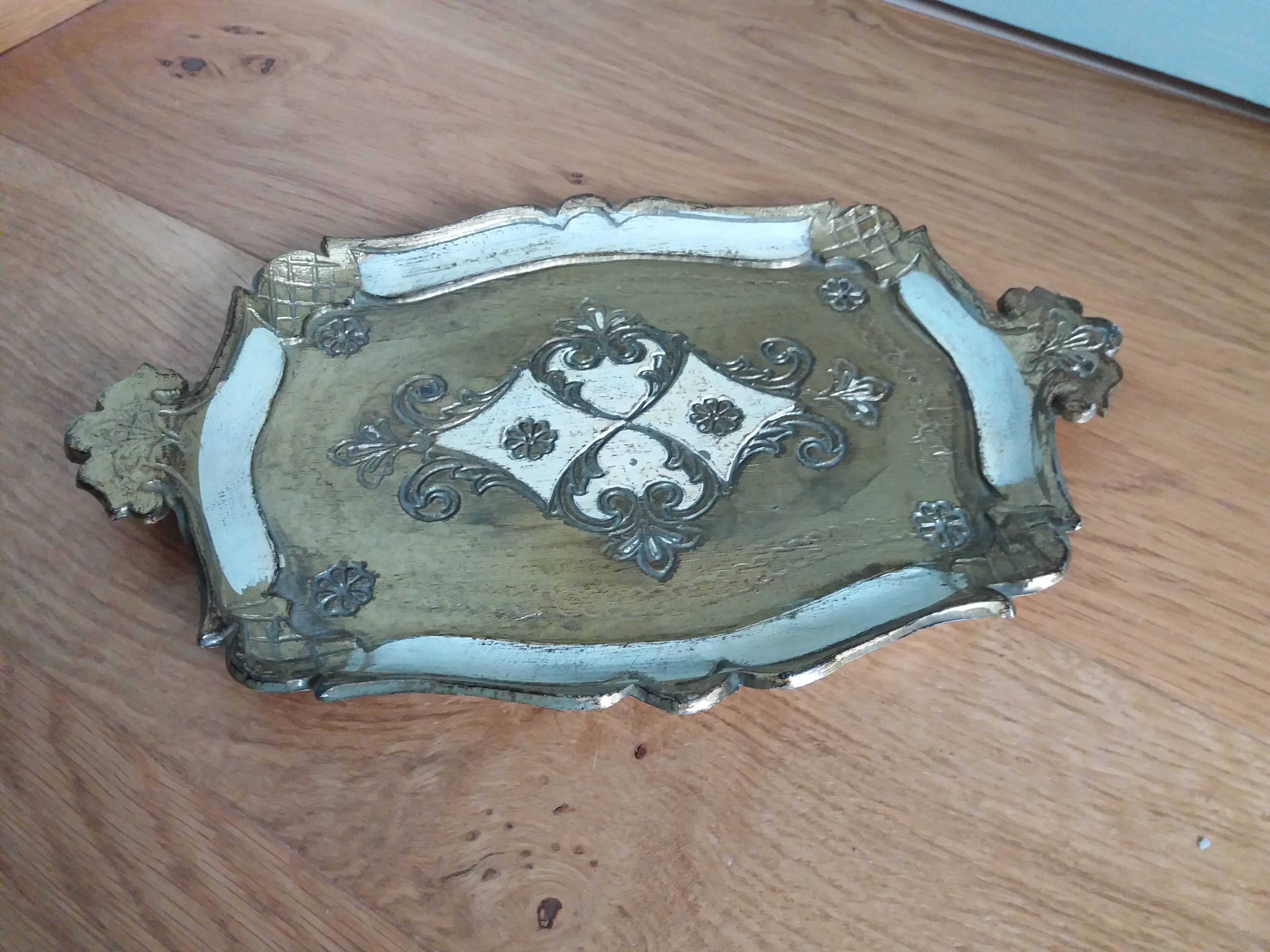 Golden and white Venetian serving tray