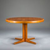 Vintage round teak dining table, 1960s