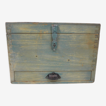 Old wooden toolbox with dovetail and drawer