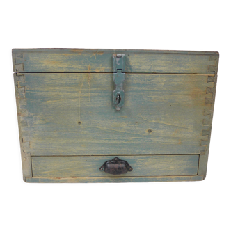 Old wooden toolbox with dovetail and drawer