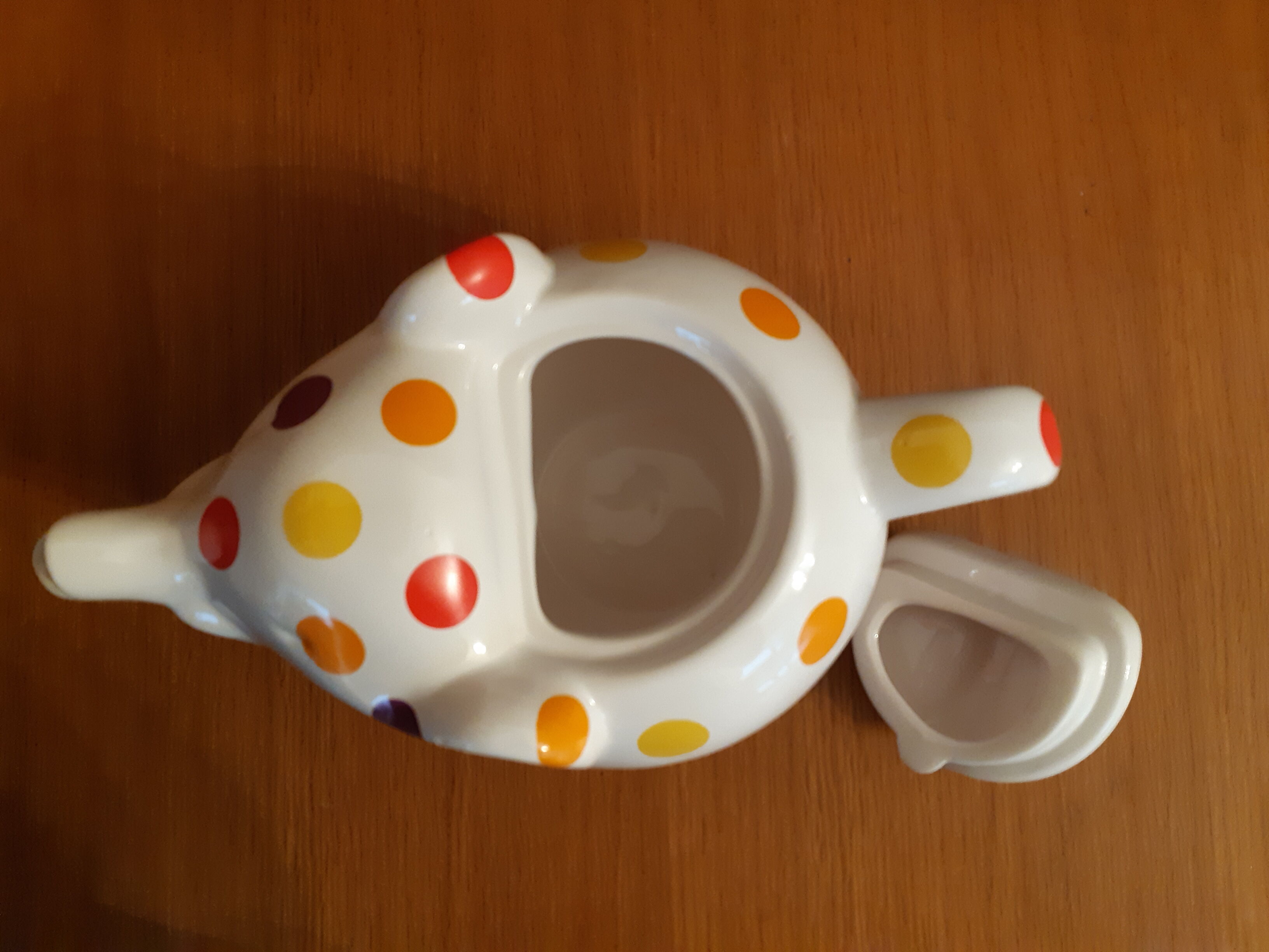 Théière elephant blanche à pois vintage français