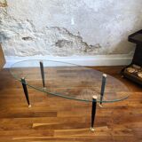 Ensemble de tables basses gigognes en verre et laiton