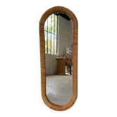 Woven wicker mirror Italy 1960s oval