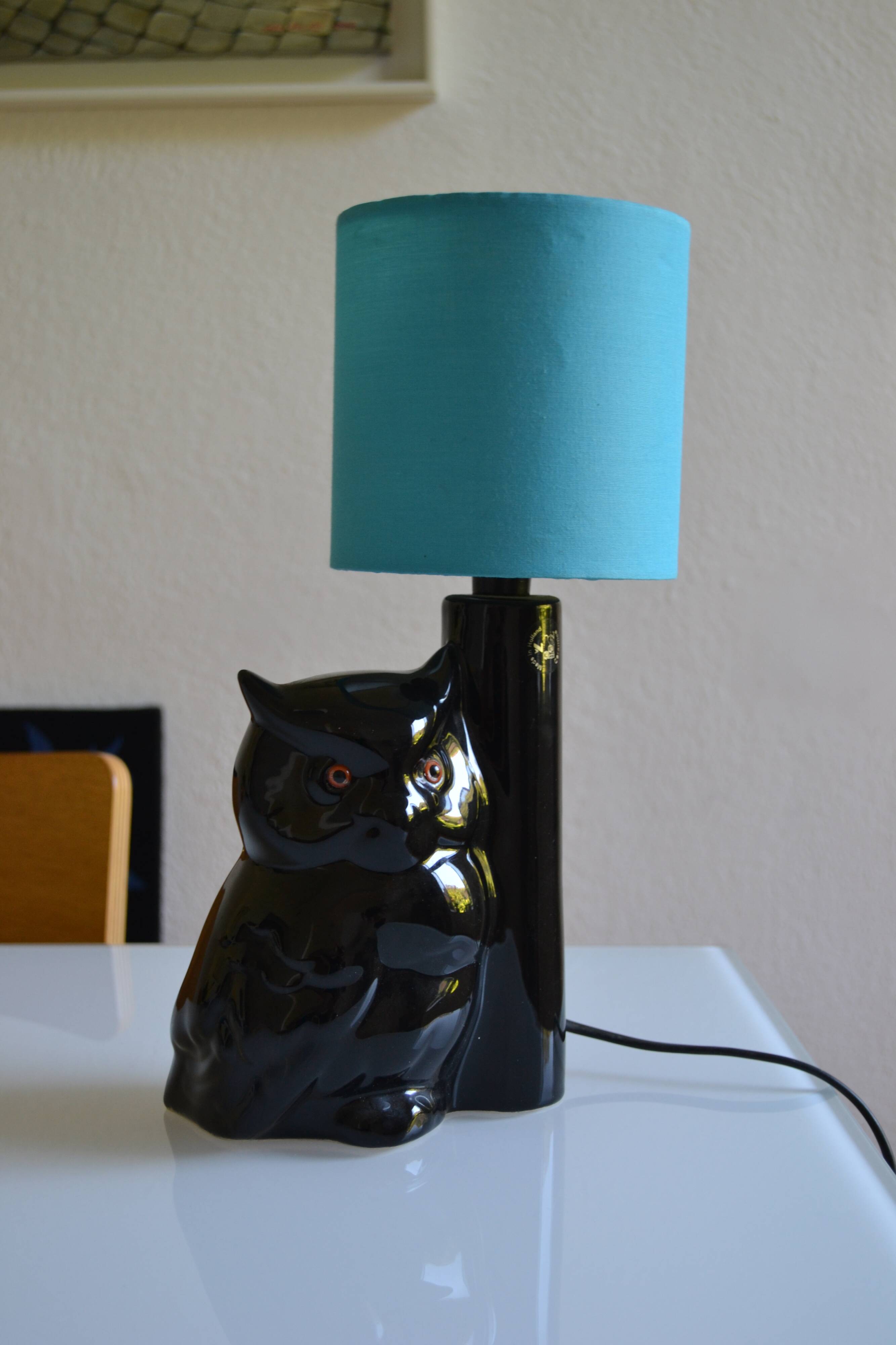Vintage owl lamp 1980 ceramic holland