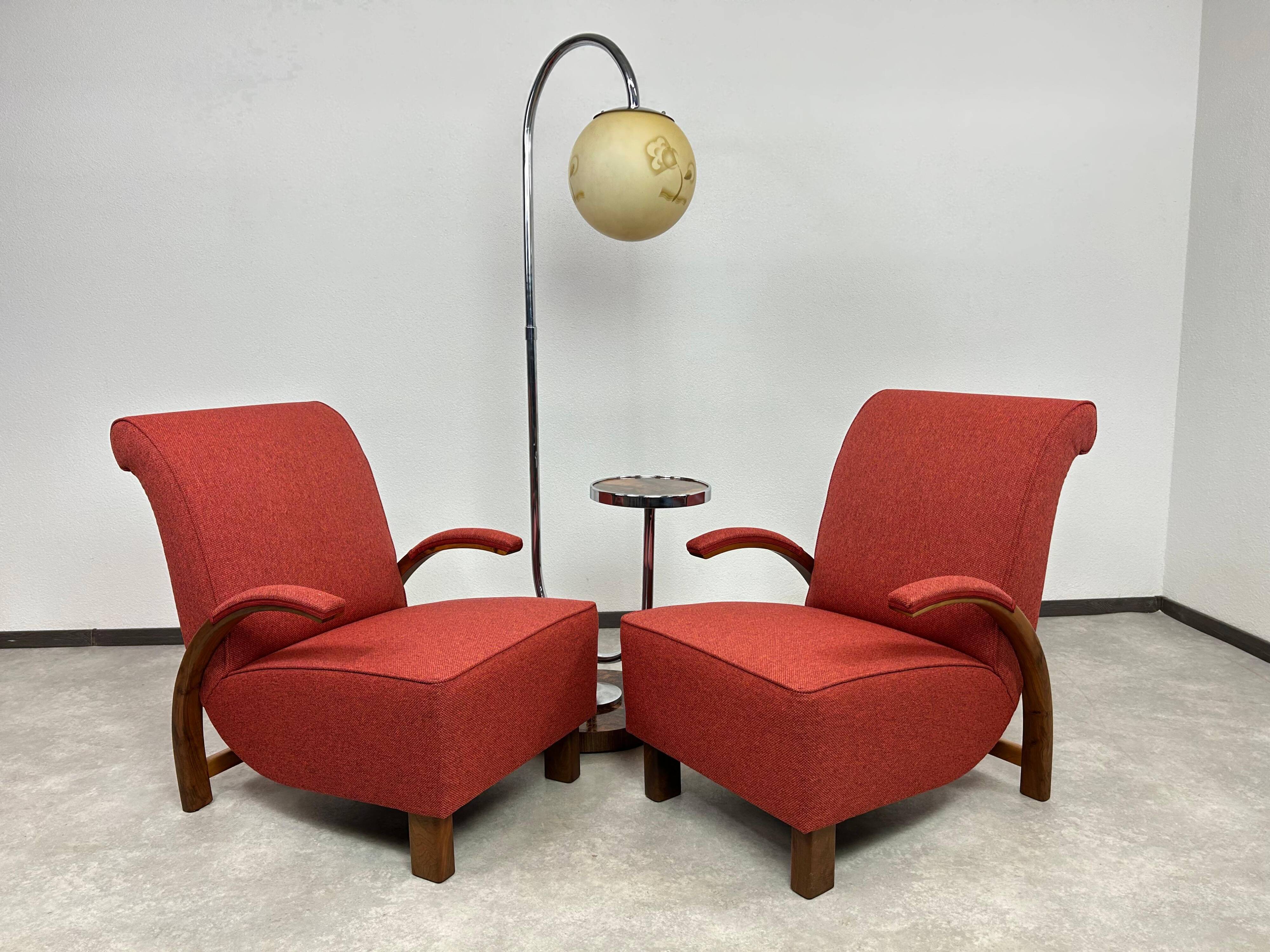 Red Art Deco lounge chairs