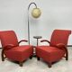 Red Art Deco lounge chairs