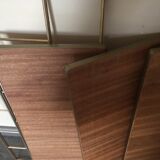 String shelf with wooden trays and formica