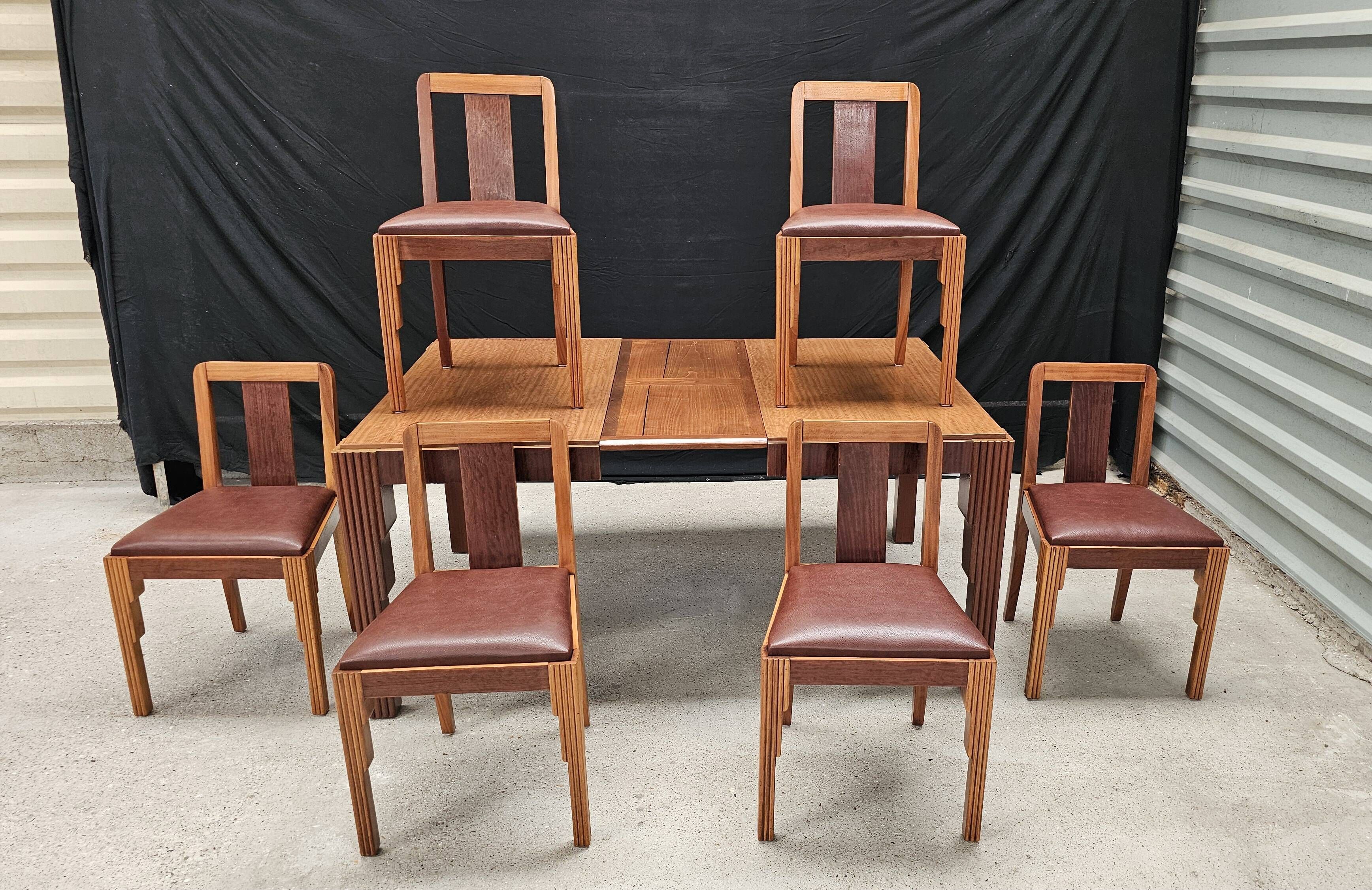 Lot of table and 6 Art Deco chairs from Saddier & fils