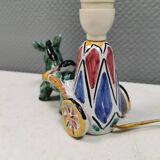 Unique "donkey" table lamp in ceramic with a harlequin pattern, Italy 1970s